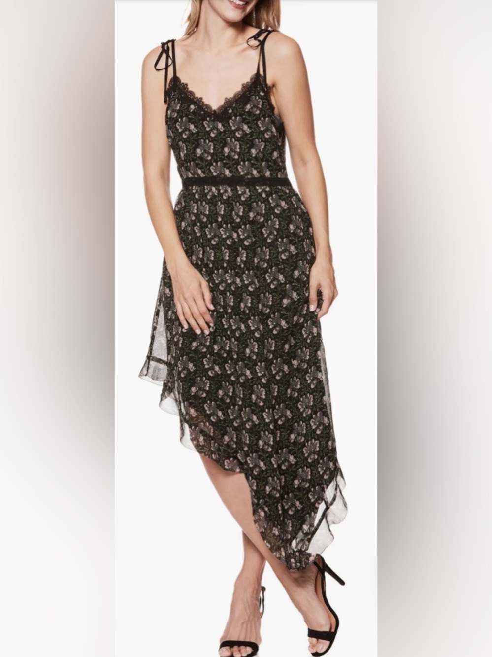New PAIGE “maxima” Floral Asymmetrical silk Midi dress S